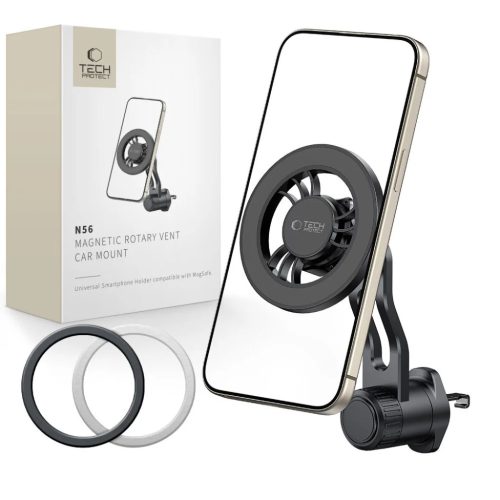 Tech-protect N56 mágneses Magsafe forgatható szellőzőre szerelhető autós tartó fekete