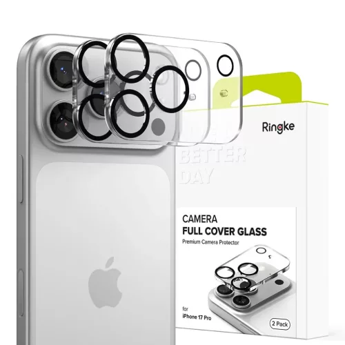 iPhone 17 Pro Ringke Kamera Teljes Borítás 2-pack üvegfólia Fekete