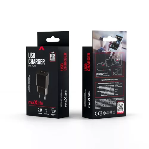 Maxlife MXTC-01 töltő 1x USB 2.1A fekete
