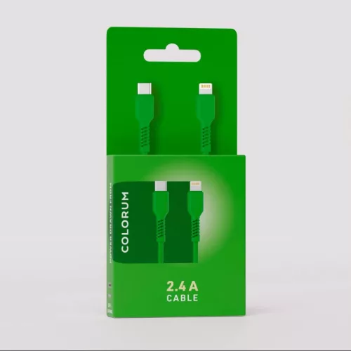 COLORUM kábel USB-C - Lightning 1,8m 2,4A CK12-CL-04 zöld