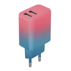   Setty 2x USB 18W LSIG-AA-20 pink-türkizkék gradiens hálózati töltő adapter