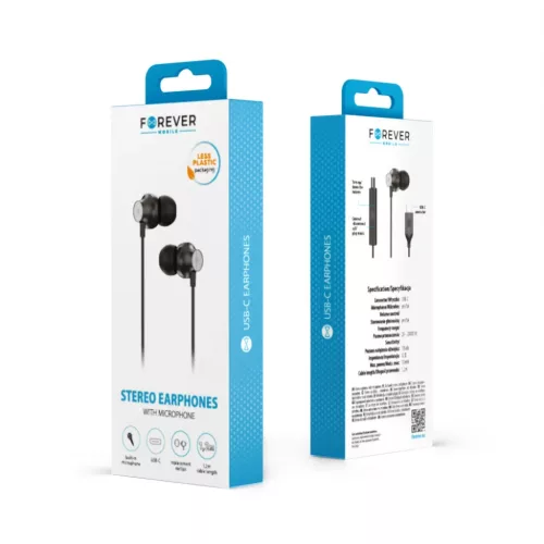 Forever vezetékes fülhallgató EP-02 USB-C fekete