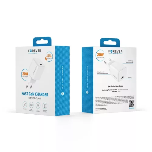Forever TC-08-20C GaN PD QC töltő 1x USB-C 20W fehér