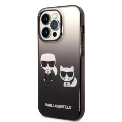   iPhone 14 Pro Karl Lagerfeld Gradient Karl és Choupette tok fekete (KLHCP14LTGKCK)