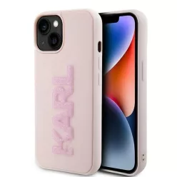   iPhone 15 Plus rózsaszín Karl Lagerfeld 3D Rubber Glitter Logo tok