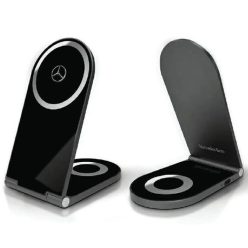  Mercedes Silver Stars MagSafe összecsukható 2in1 15W induktív töltő - fekete