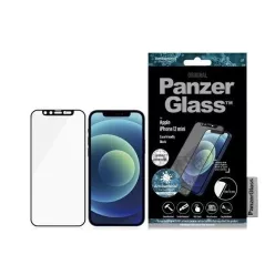   PanzerGlass E2E Microfracture Antibakteriális Üveg Swarovsky Kristály Kamera Fedéllel iPhone 12 mini-hez - Fekete Kerettel Üvegfólia