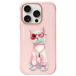   Nimmy Glasses Cool Cat tok iPhone 16 Pro-hoz - Rózsaszín tok