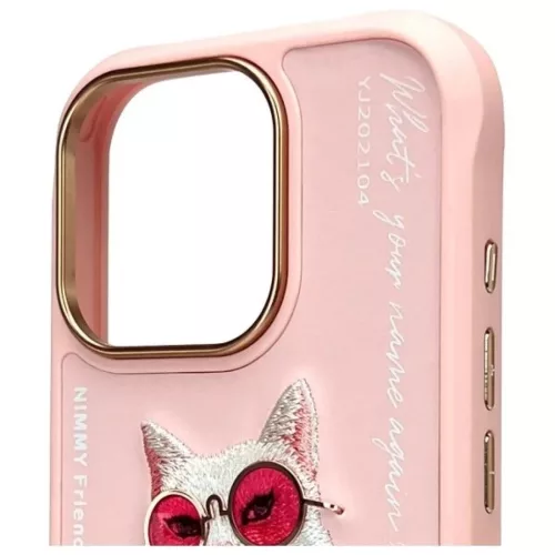 Nimmy Glasses Cool Cat tok iPhone 16 Pro-hoz - Rózsaszín tok