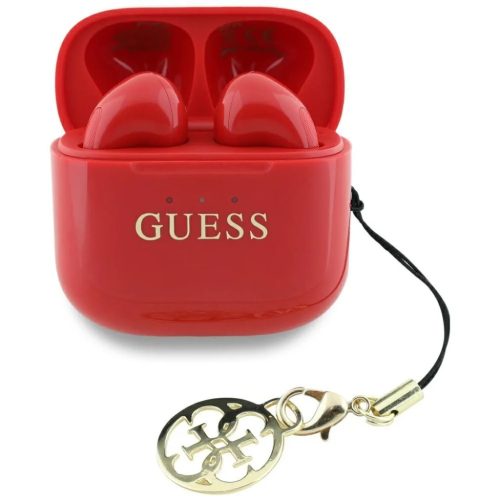 Guess Glossy Effect Printed Classic Logo & Charm TWS fülhallgató - piros