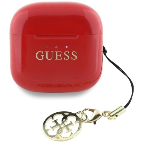 Guess Glossy Effect Printed Classic Logo & Charm TWS fülhallgató - piros