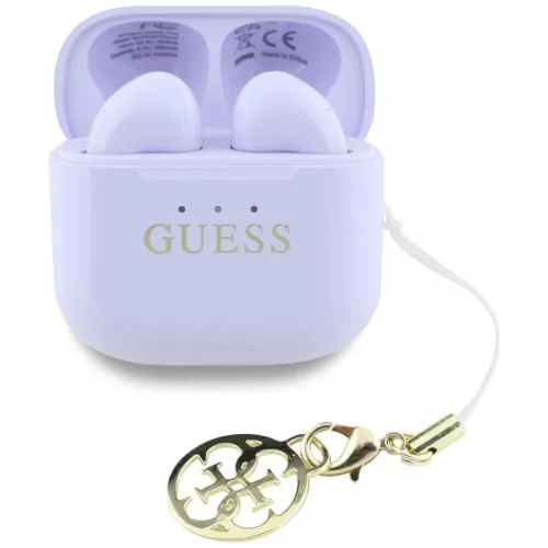 TWS Guess Glossy Effect Nyomtatott Klasszikus Logó & Charm Fejhallgató - Levendula