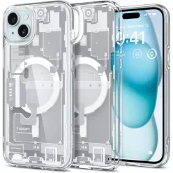   iPhone 15 Plus Fehér (Zero One Minta) Spigen Ultra Hybrid Mag tok MagSafe-hez