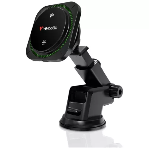 Verbatim n Drive Qi2 15W RGB CND-01 fekete autós telefontartó vezeték nélküli töltéssel