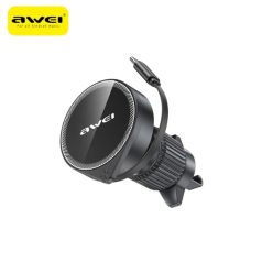   AWEI Magsafe X73 autós telefontartó légbefúvó rácsba behúzható kábellel fekete