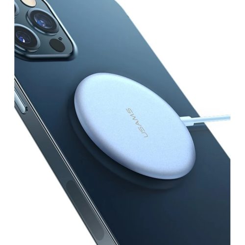 USAMS CD160 W2 Cink ötvözet MagSafe vezeték nélküli Qi mágneses töltő 15W ezüst