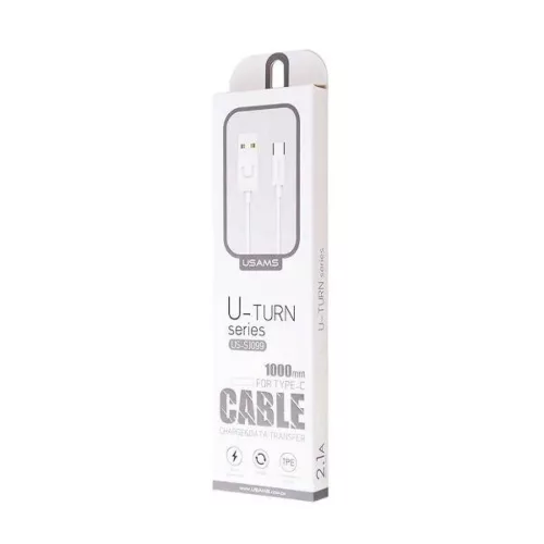 USAMS U-alakú USB-C kábel 2A 1m fehér