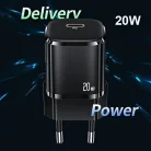 USAMS T36 mini töltő 1xUSB-C 20W + USB-C-Lightning kábel fehér PD 3.0 gyorstöltéssel (US-CC124 + US-SJ484)