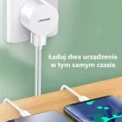 USAMS T20 hálózati töltő adapter 2xUSB 2,1A microUSB kábellel fehér
