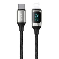   USAMS U78 USB-C – Lightning gyorstöltő kábel LED kijelzővel 1,2 m 20 W PD fehér (US-SJ545)