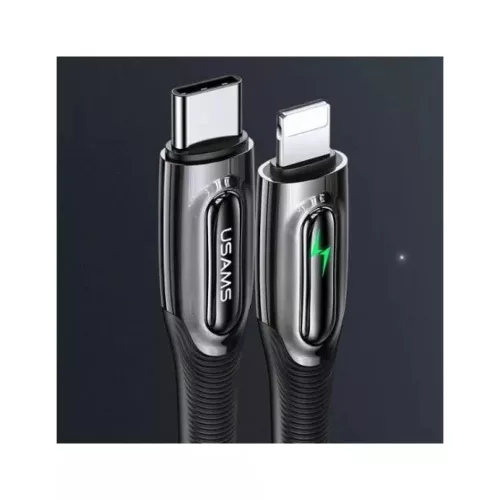 USAMS USB-C - Lightning kábel Smart Power-off 20 W PD 1,2 m fekete (US-SJ518)
