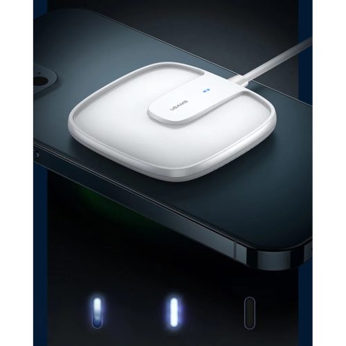 USAMS CD159 W1 Extra vékony MagSafe vezeték nélküli Qi mágneses töltő 15W fehér