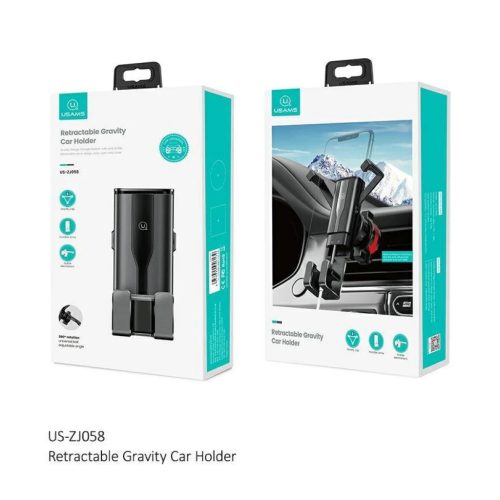 USAMS Gravitációs autós telefontartó szellőzőrácshoz fekete (US-ZJ058)