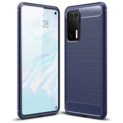 Szénszál mintájú TPU tok Huawei P40 kék
