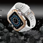Apple Watch 8/7/6/5/4/3/2 / SE (41/40 / 38mm) Armored Óraszíj és Tok Fehér / Bronz