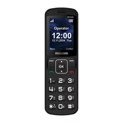 Mobiltelefon - MAXCOM MM 34D 4G FEKETE + töltő dokkoló