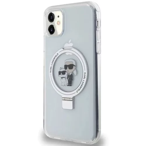Karl Lagerfeld KLHMN61HMRSKCH iPhone 11 fehér/fehér kemény tok gyűrű tartó Karl&Choupette MagSafe tok