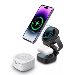  Maxlife MXWC-06 mágneses vezeték nélküli töltő 15W fehér 3 az 1-ben MagSafe