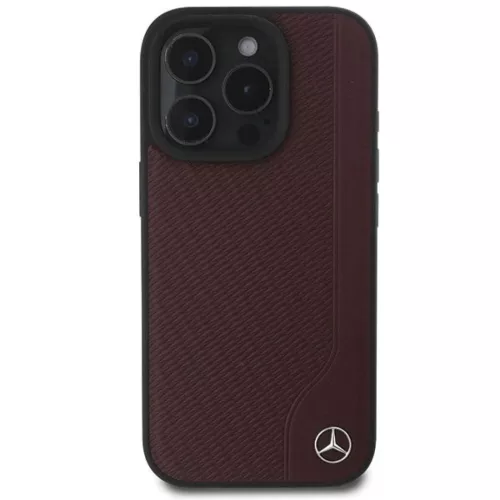 Mercedes MB Fa Imitáció Bőr MagSafe iPhone 16 Pro tok - Piros
