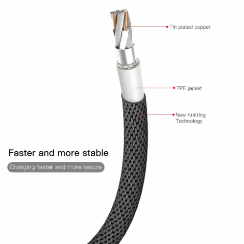 Baseus Yiven Nylon harisnyázott USB/ Lightning kábel 2A 1.8m fekete (CALYW-A01)