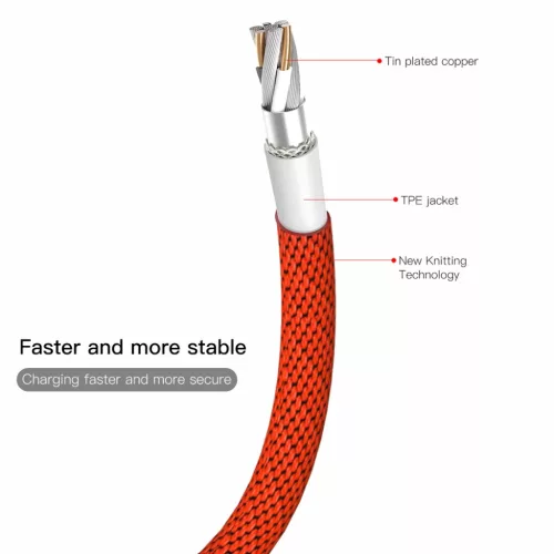 Baseus Yiven Nylon harisnyázott USB/ Lightning kábel 2A 1.8m piros (CALYW-A09)