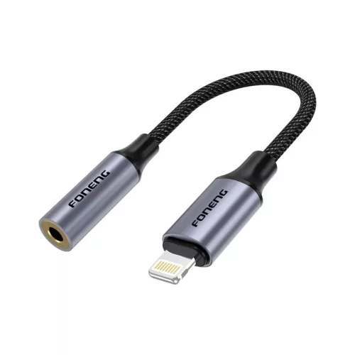 FONENG adapter BM30 Lightning - JACK 3.5MM 0.14M Fekete