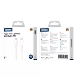 JELLICO kábel B1 USB-C - Lightning PD 20W 1M Fehér