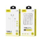 FONENG vezetékes fülhallgató T36 USB-C mikrofonnal 1.2M Fehér