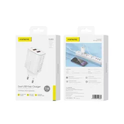 FONENG fali töltő EU63 2.4A 12W 2xUSB Fehér