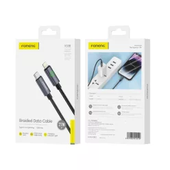 USB-C - Lightning XS08 FONENG kábel, PD 27W 1.2M Fekete