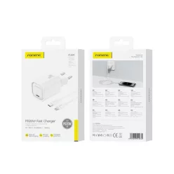   FONENG EU69 fali töltő PD 20W 1xUSB-C + USB-C - Lightning kábel Fehér