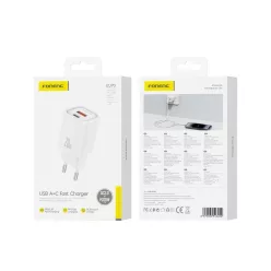 FONENG fali töltő EU70 PD 20W 1xUSB-C + 1xUSB QC3.0 Fehér