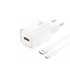 FONENG fali töltő EU68 18W 1xUSB QC3.0 + kábel USB-C Fehér