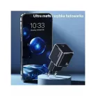 USAMS T45 hálózati töltő adapter USB-C 30W PD3.0 + QC3.0 gyorstöltés + kábel U63 USB-C / lightning fekete (USAMS-UX)