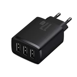   Baseus Compact hálózati töltő 3XUSB - 17W (CCXJ020101) fekete