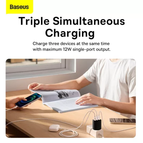 Baseus Compact hálózati töltő 3XUSB - 17W (CCXJ020101) fekete