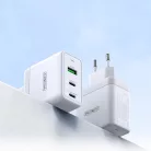 Duzzona 3 portos GaN hálózati töltő adapter 2 x USB Type C + USB 65W PD QC3.0 fehér
