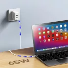 Duzzona 3 portos GaN hálózati töltő adapter 2 x USB Type C + USB 65W PD QC3.0 fehér
