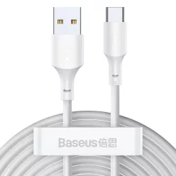   Baseus Wisdom 2x USB - USB Type-C kábel gyorstöltéssel QC 5A 1,5m fehér (TZCATZJ-02)