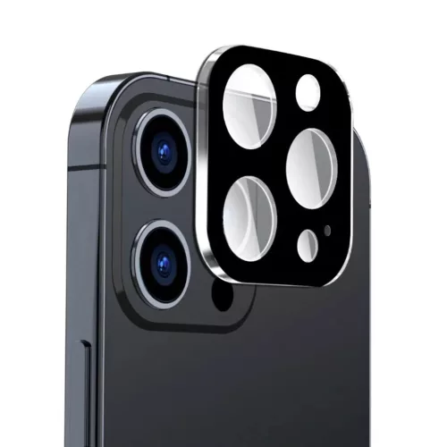 Techsuit - Teljes Kamera Üveg - iPhone 15 Pro / iPhone 15 Pro Max - Fekete üvegfólia
